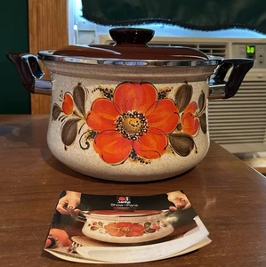 Sanko Ware Show Pan Orange and Brown Porcelain on Steel Cookware w/Instructions - Picture 1 of 7