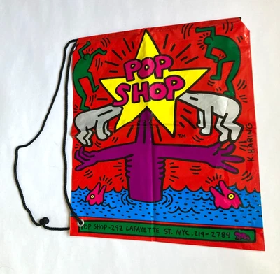 Bolso de Mano Keith Haring Vintage NYC Pop Shop Plástico con Cordón Arte Warhol Foto 1 de 4