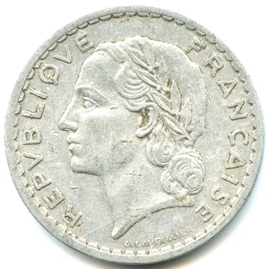 RARE 5 francs Lavrillier aluminium 1945 C n°7133 - Imagen 1 de 2