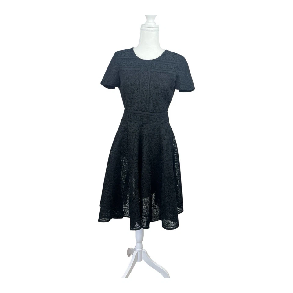 MAJE Black Lace Midi Dress Sz 2 (Aus 8/10) Whimsygoth Goth Witchy Alt Elegant - image 1 of 4