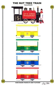 Póster de ferrocarril Nut Tree Train Vacaville, CA 11"x17" firmado por Andy Fletcher - Imagen 1 de 1