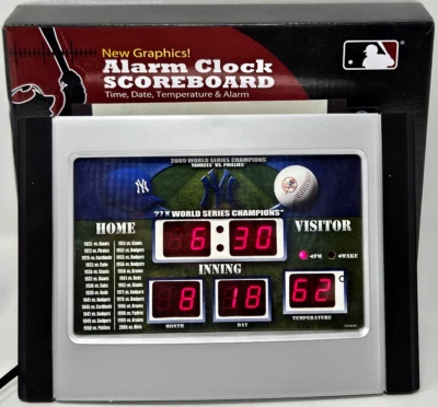 Official MLB New York Yankees Alarm Clock Scoreboard Time, Date & Temperature - Image 1 of 4