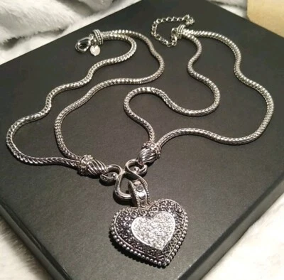 Diseñador LIA SOPHIA Estrás Pavé Corazón Grueso Diseño Remolino 18" Collar, Bonito Foto 1 de 4