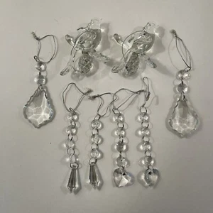Set of Crystal or Glass Christmas Ornaments (Hummingbirds and Icicles) - Picture 1 of 9