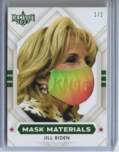 SUPER RARE 2022 DECISION FIRST LADY JILL BIDEN MASK MATERIALS CARD #17MM ~ 1/2 - Picture 1 of 2