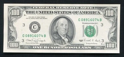 FR. 2173-C 1990 $100 FRN FEDERAL RESERVE NOTE PHILADELPHIA, PA GEM UNCIRCULATED - Image 1 of 2