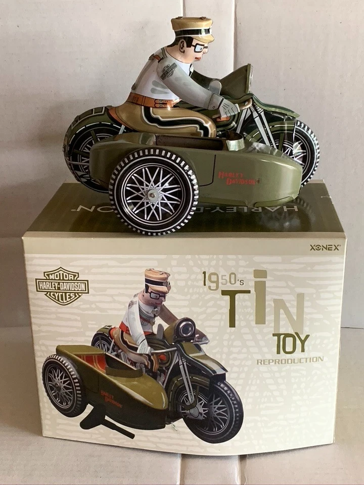 Xonex. Harley-Davidson оловянная игрушка 1950-е мотоцикл и коляска ограниченное издание. 1:18? - Изображение 1 из 4