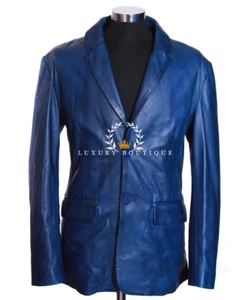 Chaqueta Blazer Milano Blue Para Hombre Inteligente Diseñador 2 Botones Cuero de Cordero Real - Imagen 1 de 13