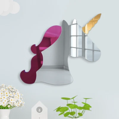 4Artworks - 3D Acrylic Unicorn Wall Art Mirror, Baby Girl Unicorn Theme Room - Image 1 of 4