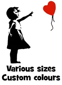 BANKSY GIRL CON GLOBO en forma de corazón y flotante vinilo arte de pared calcomanía adhesiva - Imagen 1 de 11