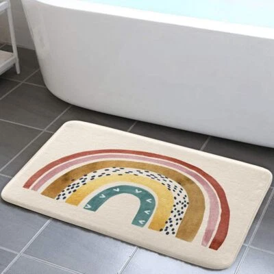 Regenbogen Retro Boho Badteppich Badvorleger Badematte Badmatte Duschvorlage Bad - Bild 1 von 4