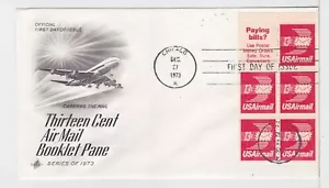 TurtlesTradingPost- 13 Cent Airmail 1973 FDC #C79A Booklet Pane- Artcraft Cachet - Picture 1 of 1