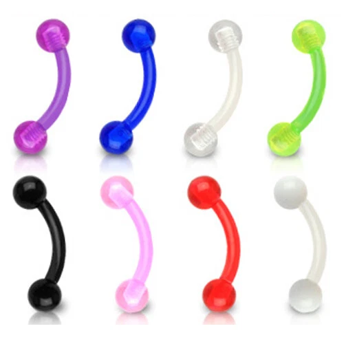 1,2mm Sopracciglia Piercing Acrilico Sfere Intimo Piercing Banana Barra Z306 - Immagine 1 di 1
