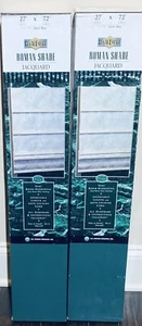 Lote de 2 ~ persianas de tela Jacquard azul polvoriento floral ~ 27""X72"" tonos romanos - Imagen 1 de 9