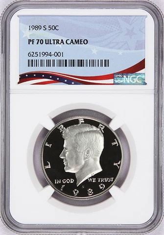 1989-S Kennedy Proof Half Dollar, Graded PF70UC by NGC * Population 253! Cover
