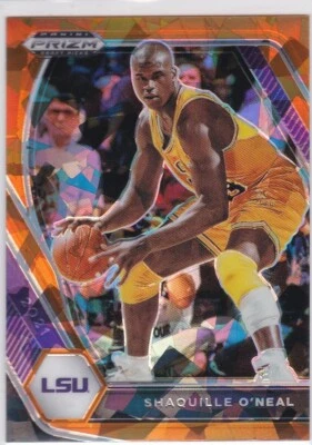 SHAQUILLE O'NEAL LSU Tigres Baloncesto Lakers RARO NARANJA HIELO AGRIETADO PRIZM SHAQ Foto 1 de 2
