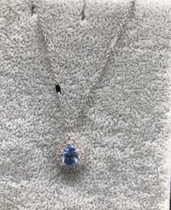 Lab Created Light Blue Sapphire Pendent With Rhodium Plated Necklace, NWT - Picture 1 of 5