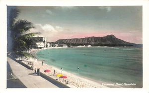 Diamond Head Honolulu HI Waikiki Beach View 1940 Real Photo Postcard - Picture 1 of 2