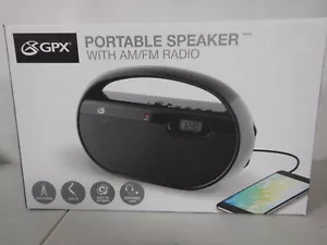 GPX R602B Portable AM/FM Radio with Digital Clock and Line Input Black - Picture 1 of 11