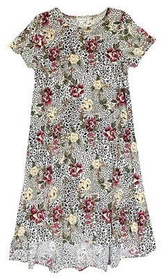 Lularoe Carly Dress Womens XS Floral Snow Leopard Cheetah Whimsigoth Romantic - Image 1 of 4