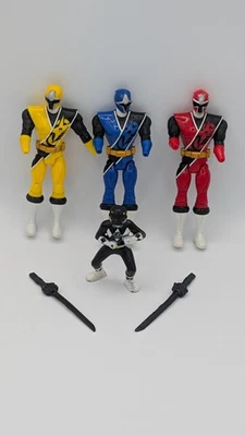 Vintage Bandai Power Rangers Lot Red Blue Yellow (Missing Hands)+ Black 1993 PVC Foto 1 de 4