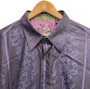 Robert Graham Herren Größe 3XL schwarz & lila Paisley Flip Manschette Seidenbesatz Hemd euc - Bild 1 von 5