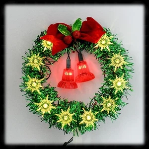 Vintage Wreath & Bells Tree Topper 7" | 12 Lights | Kurt Adler | Boxed - Works - Picture 1 of 4