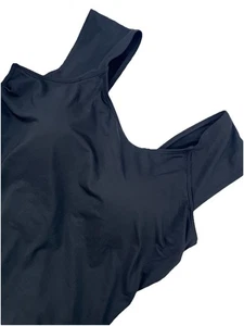 Lands' End Chlorine Resistant Control Cap Sleeve X-Back Swimsuit SZ 18 W BLACK - Picture 1 of 9