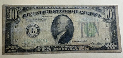$10 FEDERAL RESERVE NOTE, SERIES OF 1928 B  , SAN FRANCISCO RESERVE BANK - Image 1 of 4