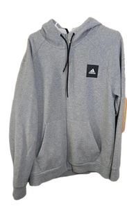 XL ADIDAS Hombre Imprescindible Cremallera Completa Sudadera Estadio Con Capucha Gris - Imagen 1 de 3