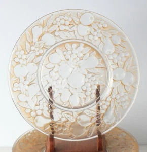 9pc Consolidated Martele Five Fruits Light Brown American Glass Salad Plates - Picture 1 of 7