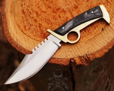IDEAL GIFT,HANDMADE Replica Bowie Daryl Finger Guard Knife with brass accents - Image 1 of 4