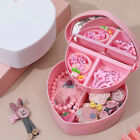 Girls Heart Jewelry Storage Box With Mirror Plastic Bracelet Hair Band Organi-wf