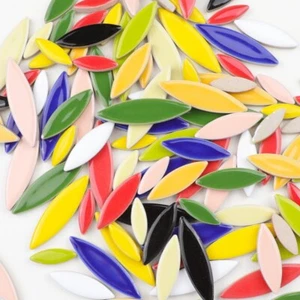 Pétale Forme Céramique Mosaïque Tuiles Ethnique Décor Matériaux pour Cadeau 100g - Afbeelding 1 van 16