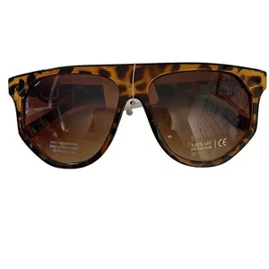 Kleo Sunglasses Plastic Oversized Flat Top Avaitor Fashion Brown Gold Lion Gafas - Picture 1 of 11