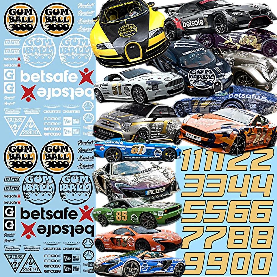 Dreamcars Gumball 3000 Rally Decals Street Racing 1:43 Adesivi - Immagine 1 di 1
