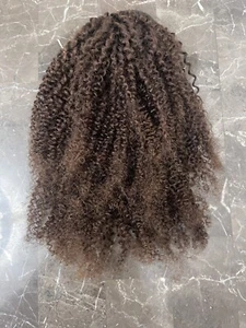 New Unworn ! 12” Afro curly virgin human hair, medium brown drawstring ponytail - Picture 1 of 4