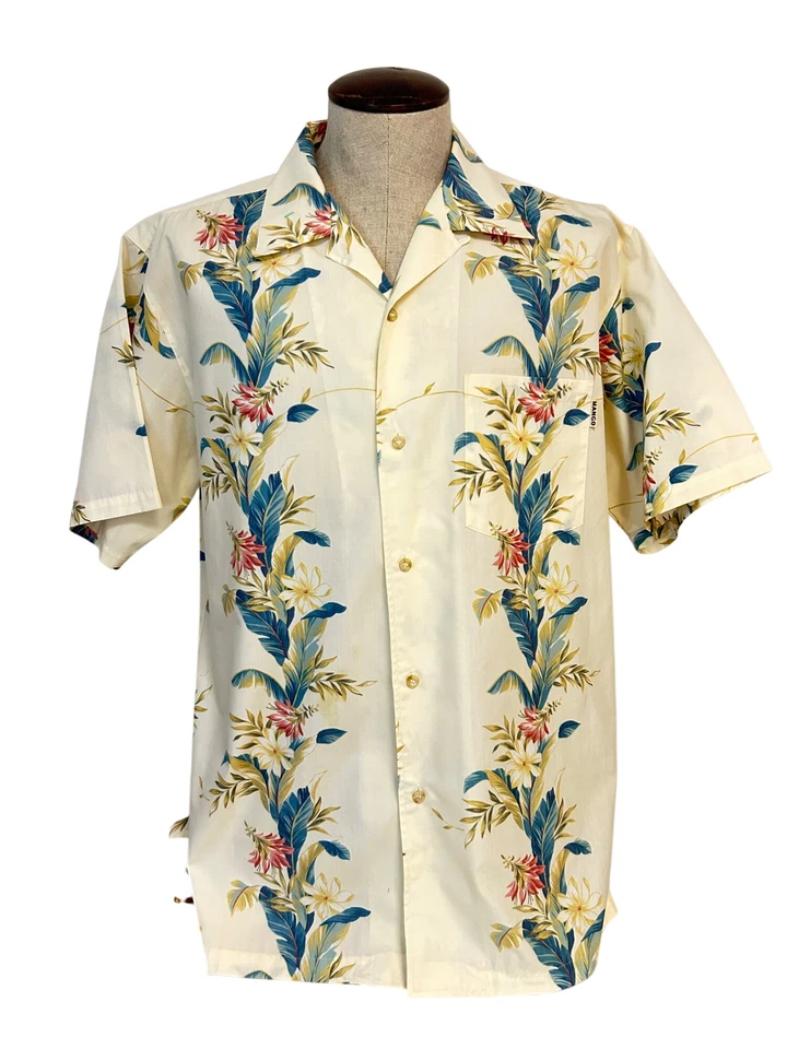 Camisa Hawaiana Original Mango Okinawa De Colección Estampado Floral Manga Corta Grande Foto 1 de 4