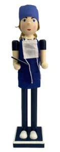 Cascanueces Navidad Madera, 16", ENFERMERA BLANCA EN UNIFORME AZUL, Ashland - Imagen 1 de 14