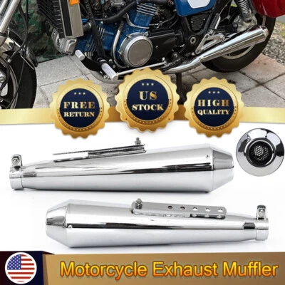 2pcs Universal Motorcycle Exhaust Pipe Muffler Silencer Fits for Suzuki Harley - Image 1 of 4