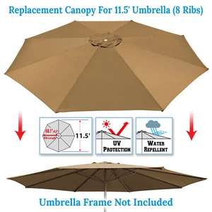 Replacement Canopy for 11.5ft Patio Umbrella 8 Rib Patio Outdoor Sunshade Cover - Picture 1 of 101