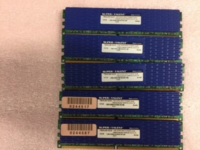 T800UB1GC5 Super Talent 1GB PC2-6400 DDR2-800MHz non-ECC Unbuffered CL6 lot of 5 - Image 1 of 2