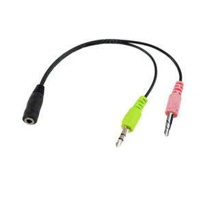I32 Headset PC Laptop Adapter 1x 3,5mm Klinke Buchse auf 2X 3,5mm Klinke Stecker - Afbeelding 1 van 9