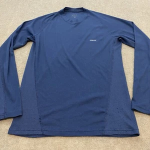 Patagonia Shirt Mens S Blue Capilene Base Layer Stretch Performance Distressed - Picture 1 of 11