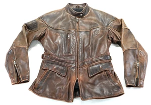 harley davidson coat jacket M brown leather thick warm insulated 3/4 vtg vintage - Picture 1 of 16