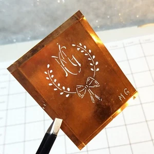 MG GM M G monogram initials letters copper stencil antique family name sign gift - Picture 1 of 9