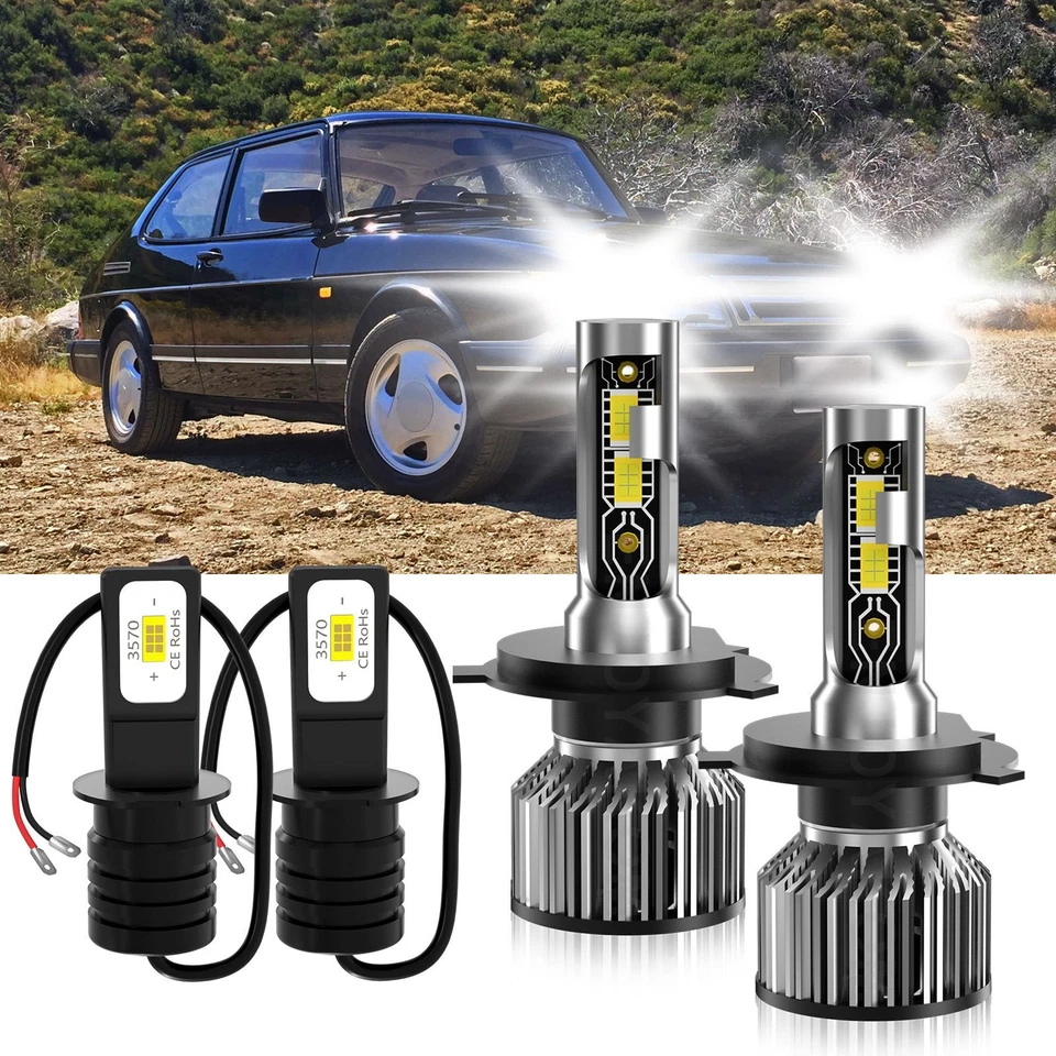For Saab 900 1994-1998 4PCS LED Headlight+Fog Light Bulbs  6500K White Combo - Image 1 of 4