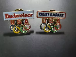 Lot (2) Budweiser & Bud Light USA Olympic Team Lapel Pinbacks NIB - Picture 1 of 1