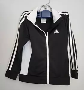 ADIDAS Logo Black & White Zip-up Track Jacket Girl's Size 6 *FREE SHIPPING* - Picture 1 of 6