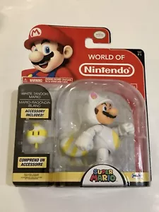 Super Mario Jakks World of Nintendo nuovo RARO bianco Tanooki Mario 4" - Foto 1 di 2